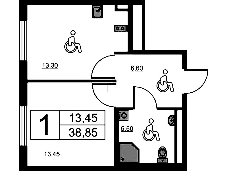 1-комнатная квартира 38.85 м², 13/16 эт., ЖК «Avenue Apart Pulkovo»